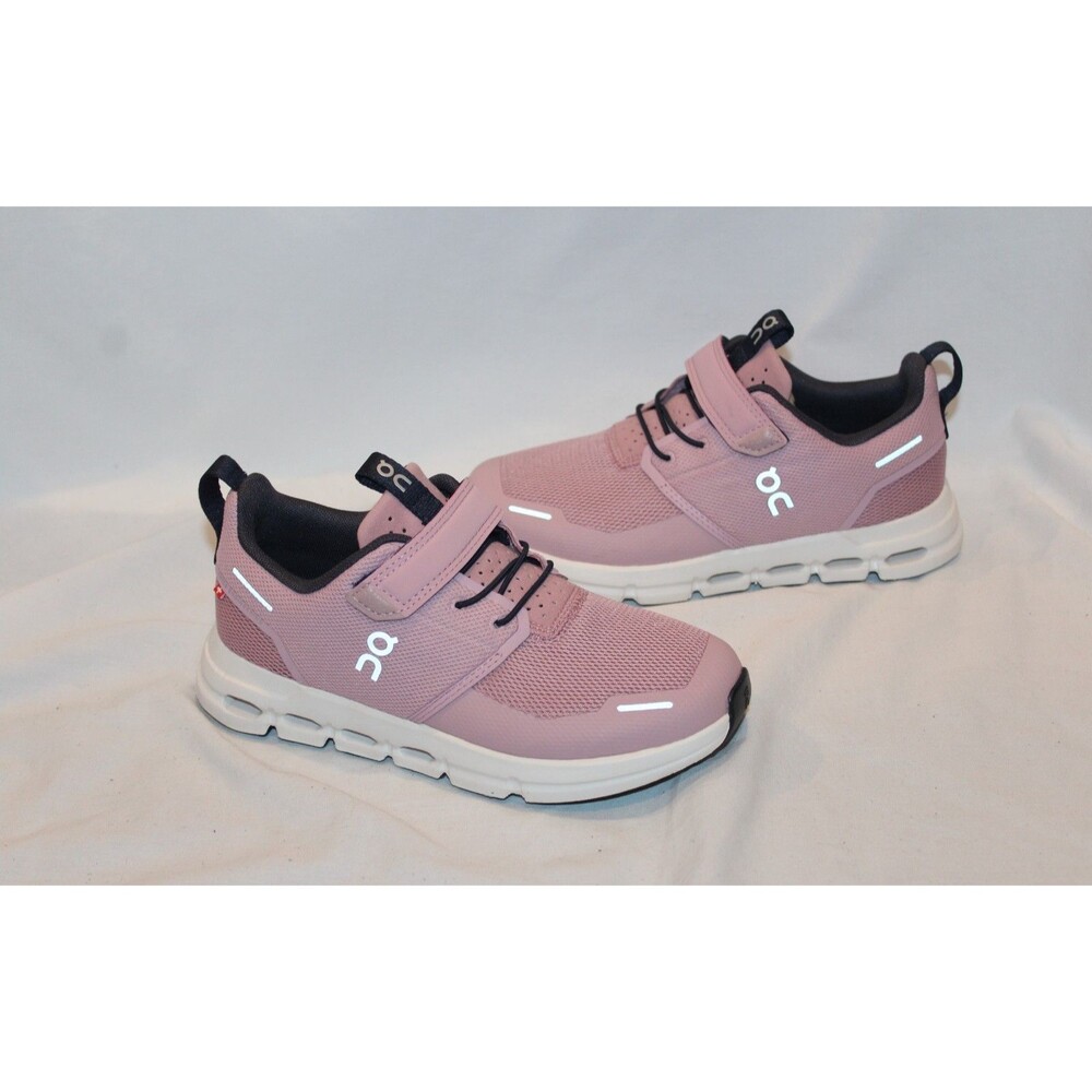 On Cloud Play Kids Shoes Zephyr White Pink Youth Size 1.5 Hook & Loop
